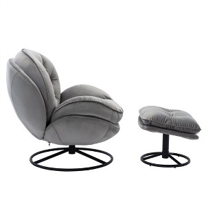 XINGHANZHENXUAN Modern Velvet Accent Chair with Ottoman, Armless Lounge Set for Living Room, Bedroom - 1 of 4