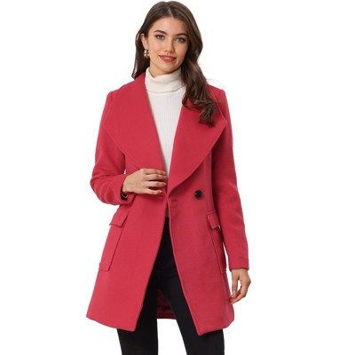 INSPIRE CHIC Women's Shawl Collar Lapel Winter Belted Coat with Pockets
