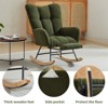 Modern Nursery Rocking Chair with Footrest, Teddy/Corduroy Upholstered Glider Chair with High Backrest & Solid Wood Legs - ModernLuxe - 4 of 4