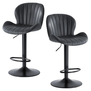 Kumasinova Modern Bar Stools Set of 2,Adjustable Faux Leather Swivel Bar Chairs with Footstool,Counter Height Stool for Kitchen,Office,Home Bar - 1 of 4
