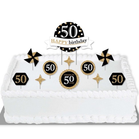 Big Dot Of Happiness Adult 50th Birthday Gold Birthday Party Cake Decorating Kit Happy Birthday Cake Topper Set 11 Pieces Target