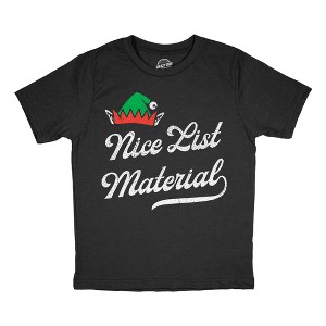 Youth Funny T Shirts Nice List Material Sarcastic Christmas Graphic Novelty Tee For Kids - Crazy Dog Youth T Shirt Gift For Christmas - 1 of 4
