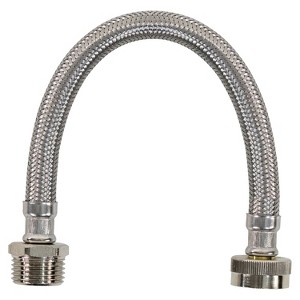 Certified Appliance Accessories® Braided Stainless Steel Water-Inlet Hose, 3/4 In. FGH x 3/4 In. MGH, 1 Ft. in Silver - 1 of 4
