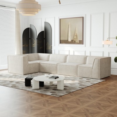 NicBex Couches for Living Room Modular L-Shaped Sectional Sofa Luxury Floor Couch Chenille Fabric Upholstered Sofa, 5 PC Free Combination