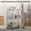3 Tie Rolling Utility Kitchen Cart On Wheels,600Lbs Wire Shelving Wire Basket Shelf Storage Cart, Utility Trolley with Handles for Office,Kitchen - 4 of 4