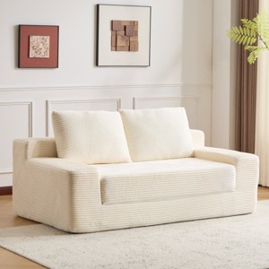 Modern Loveseat Sofa with Reversible Cushions and 2 Pillows , Deep Seat Couch Bed for Living Room, Bedroom, or Apartment-Tanpinhause - 1 of 4