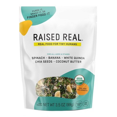 Raised Real Organic Spinach + Banana Frozen Baby and Toddler Food - 3.5oz