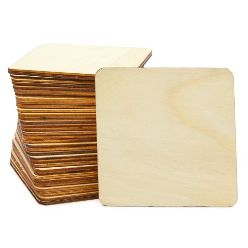 60 Pieces 2x2 Wood Squares for DIY Crafts, Unfinished Wooden Cutout Tiles  for Painting 