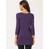 Allegra K Women's 3/4 Sleeve Round Neck Button Decor Casual Stretchy Tunic Tops - 4 of 4