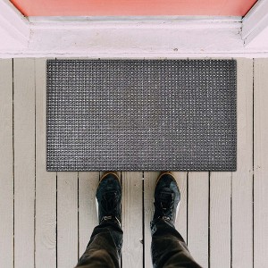 Evideco French Home Goods Pixie Artificial Grass Doormat, Outdoor Indoor Entrance Mat, 24x16 Inch, Green or Gray - 1 of 4