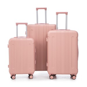 Gulches 3-Piece ABS Spinner Wheel Luggage Set (20"/24"/28") - Carry-On Suitcase with TSA Lock,Pink - 1 of 4