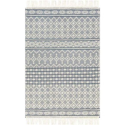Mark & Day Amiens 8'x10' Rectangle Woven Indoor Area Rugs Denim: Rustic Bohemian Geometric Wool-Cotton, Stain-Resistant