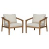 Set of 2 Wooden Patio Accent Chair With Cushions, Outdoor Wood Armchair, All-Weather Patio Furniture for Backyard or Balcony-Maison Boucle - 4 of 4