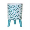 Blue Patterned Pot with Legs (Set of 2) 6 Inch for Indoor Planting By Melrose - 3 of 3
