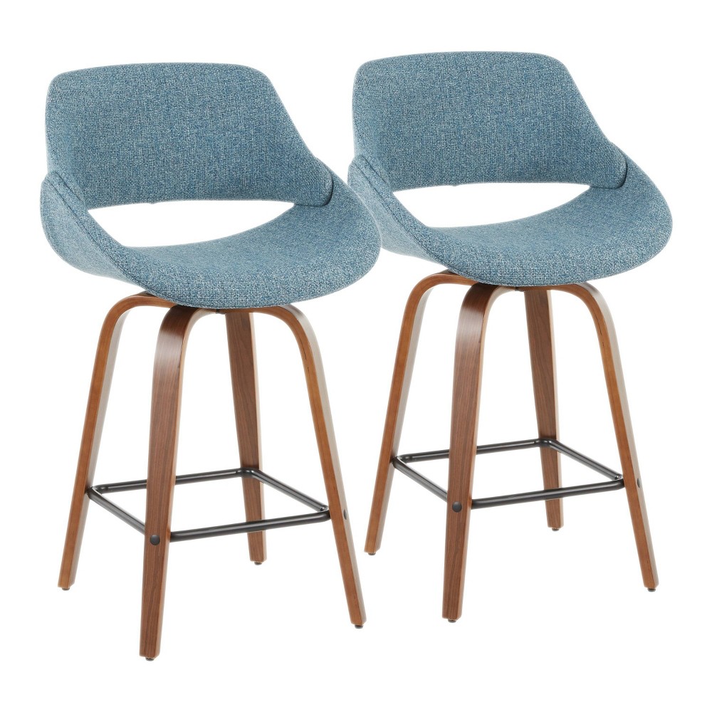 Photos - Chair Set of 2 Fabrico Mid-Century Modern Counter Height Barstools - LumiSource: