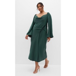 Women's Plus Size Adelina Long Sleeve Dress - forest | CITY CHIC - 1 of 4