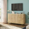 CuisinSmart Fluted Sideboard Buffet Cabinet, 60'' Wood Buffet Storage Cabinet Credenza with 3 Drawers+Adjustable Shelves for Living&Dining Room, Oak - 3 of 4