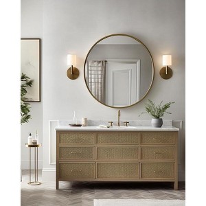 PAGED Round Vanity Mirror Metal Framed Bathroom Mirror with Shatterproof Film and Reinforced Hooks for Bathroom, Bedroom - 1 of 4
