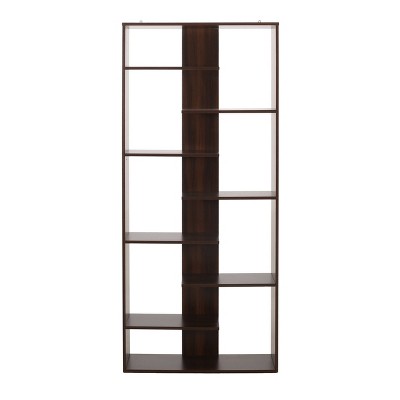 71" Sparks Modern Geometric Etagere Bookcase Dark Walnut - Christopher Knight Home