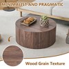 Infurnic Coffee Tables Wood Round Cylinder Coffee Table with  Natural Wood Finish for Living Room, Brown, 27.5"*27.5"*12" - 4 of 4