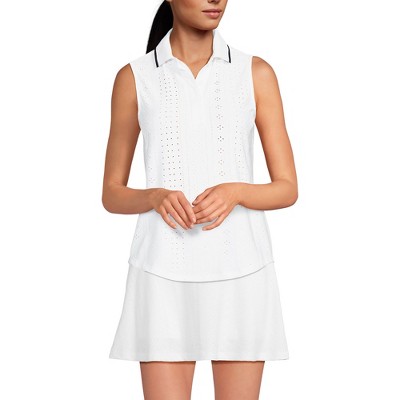 Lands' End Women's Sleeveless Eyelet Active Polo Top