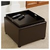 Wellington Leather Tray Top Storage Ottoman Brown - Christopher Knight Home: Footstool, Hardwood Frame - 4 of 4