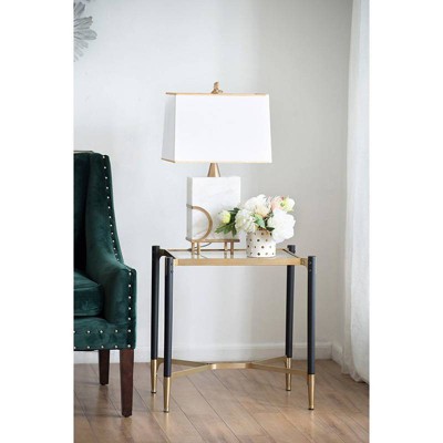 Modern Chic Park View Black & Gold Glass-Top Side Table