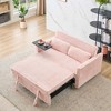 CAVINAS Pull-Out Sofa with 2 Plush Throw Pillows, Equipped with a Movable Tabletop and Usb Ports, Loveseat Sofa Bed with Adjustable Backrest -Pink - 2 of 4