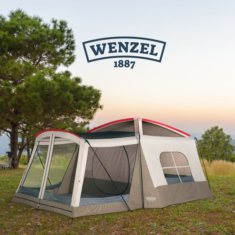 Wenzel Klondike 16' x 11' Large 8 Person 3 Season Outdoor Camping Tent with Screen Room, Mesh Roof, Windows and Reliable Stakes, 5 of 7