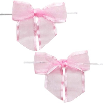 100 Hot Pink Metallic Twist Ties 4" for Favor Gift Candy Bags Ties 