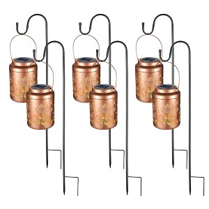 LAGarden Mushroom Solar Lantern with Shepherds Hooks Outdoor Hanging Decor Light Christmas Gifts Yard Patio Porch 6Pack Yellow - 1 of 4