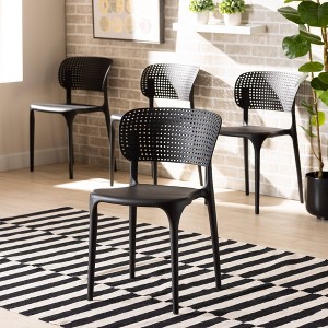 4pc Rae Plastic Stackable Dining Chair Set - Baxton Studio - 1 of 4