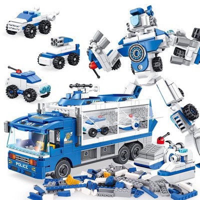 Panlos 6 In 1 Vehicles Police Truck Robot Toy Model Educational