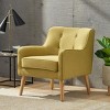 Modern Fabric Upholstered Accent Arm Chair,Wooden Tufted Comfy Reading Bedroom Armchair,Living Room Lounge Chair with Extra Cushion-Coolbibila - 3 of 4