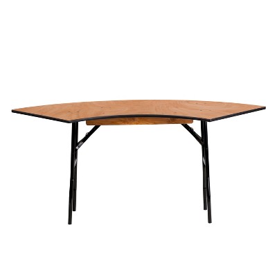 Photo 1 of Flash Furniture 5.5 ft. x 2 ft. Serpentine Wood Folding Banquet Table
