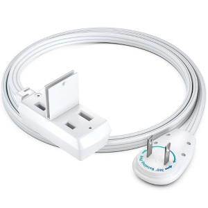 Maximm Cable 360 Degree Rotating Flat Plug Extension Cord 16 AWG 3-Outlet, 2 Prong with Safety Cover - UL Certified - 1 of 4