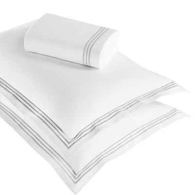 Cotton Three-Line Embroidered 3 Piece Duvet Cover Set by Blue Nile Mills