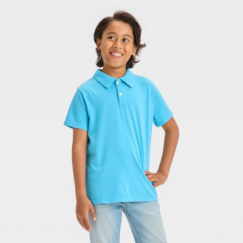 solid blue polo shirt