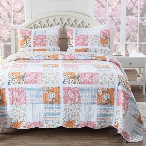 Greenland Home Fashions Everly Quilt Bedding Set Pink - 1 of 4