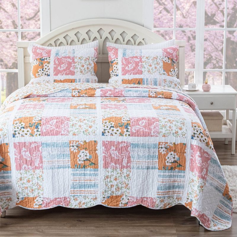 Greenland Home Fashions Everly Quilt Bedding Set Pink, 1 of 12