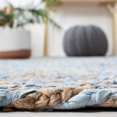 Handmade Blue and Natural Jute 4' x 6' Area Rug