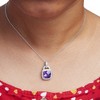 Haus of Brilliance Silver 10X10 MM Cushion Amethyst and Diamond Accent Halo Pendant Necklace - 4 of 4