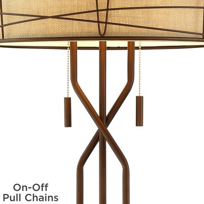 Bronze 29" Rustic Modern Table Lamp with Woven Shade