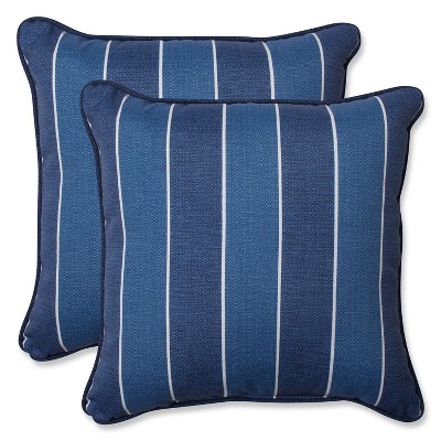 Pillow Perfect Wickenburg Outdoor 2-Piece Square Throw Pillow Set - Blue