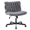 Criss Cross Chair with Wheels, Wide Seat Home Office Desk Chair, Armless Swivel Makeup Vanity Chair, Computer Task Chair for Home Office, Grey - 3 of 4