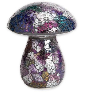 Plow & Hearth Glass Mosaic Mushroom Lawn Ornament Purple - 1 of 2