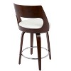Cecina Mid-Century Modern Counter Stool with Swivel in Cherry and White Faux Leather by LumiSource - Set of 2 - 2 of 4