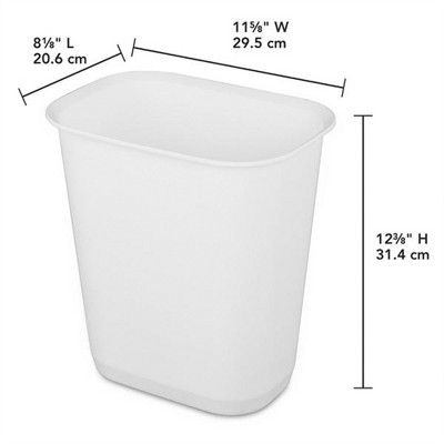 White Rectangular 3-Gallon Plastic Wastebasket Set