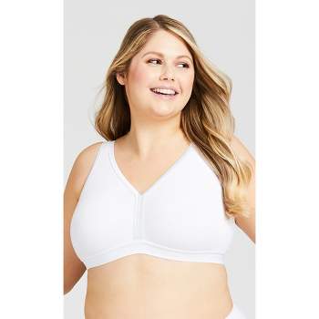 Leading Lady The Lora - Back Smoothing Lace Front-Closure Bra in White,  Size: 46D