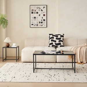 Racxily Black Glass Coffee Table, Small Metal Leg Tea Table for Sofa - 1 of 4